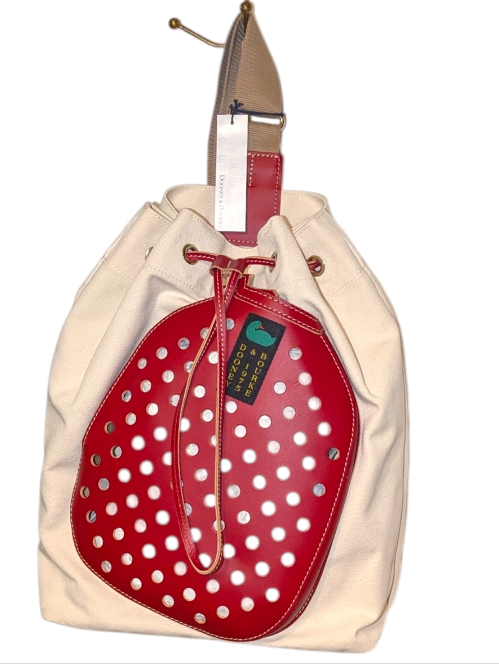 Dooney & Bourke Canvas Pickleball Sling Bag Red/Cream New